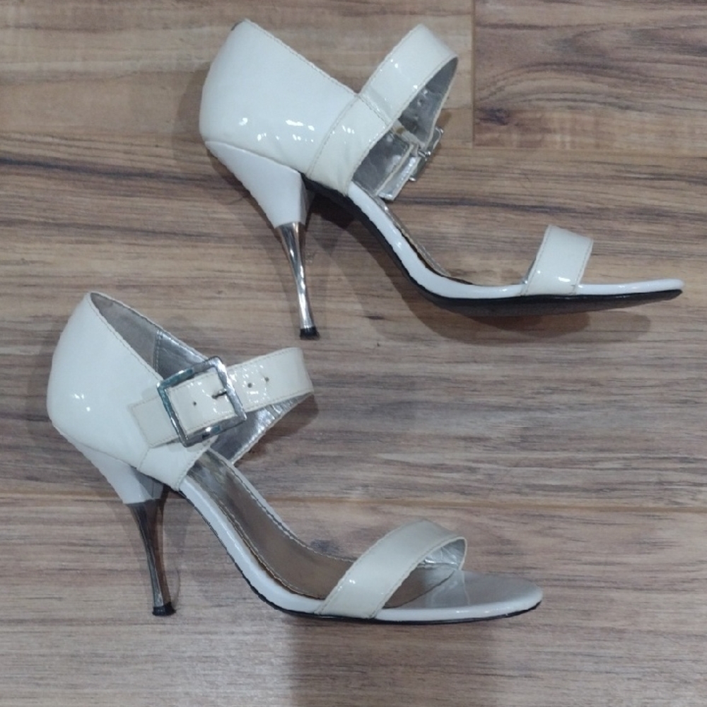 Paolo White Patent Heels